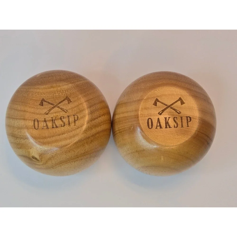 Oaksip Wooden Whiskey‎ Tumbler Set of 2 Handcrafted Natural Grain Charred
